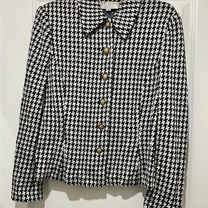 St. John Navy and White Vintage Houndstooth Blazer and skirt bundle